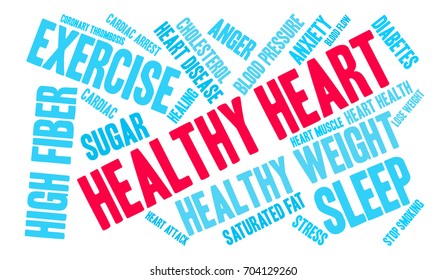 Healthy Heart word cloud on a white background. 