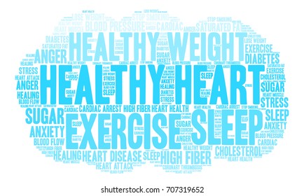 Healthy Heart word cloud on a white background. 