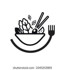 Healthy and hearty vegan food. Vegan salad icon.
