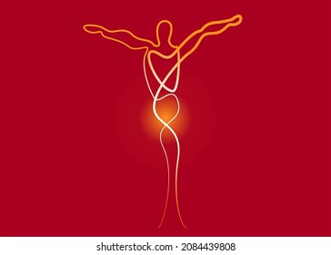 healthy human anatomy drawing concept. Health and people themed logo design. human physics art background style