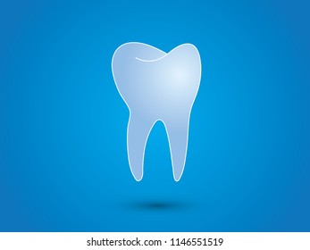 A healthy human blue tooth on blue background for dentists vector illustration