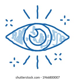 Healthy Human Eye Organ sketch icon vector. Hand drawn blue doodle line art Health Good Looking Eyeball Cornea Concept Linear Pictogram. Ophthalmology sign. isolated symbol illustration