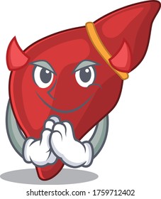Healthy human liver dressed as devil cartoon character design style