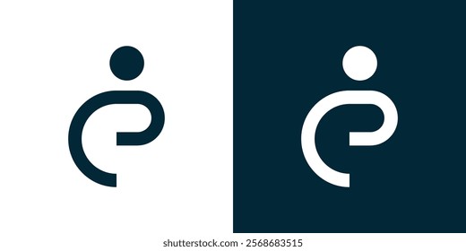 Healthy human logo, People care logo with letter e symbol. 