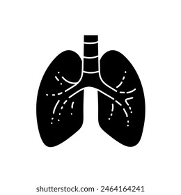 Healthy human lungs black hand drawn icon