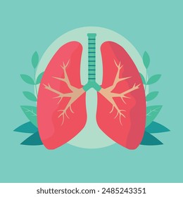 Healthy human lungs, with green leaves. World Tuberculosis Day, World No Tobacco Day, lung cancer, Pulmonary hypertension, Pneumonia, COPD, eco-air