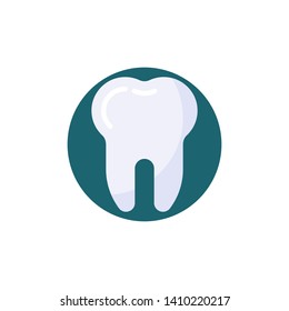 Healthy human tooth flat icon. Round colorful button, Dental tooth circular vector sign. Dentistry, stomatology and dental care flat style design