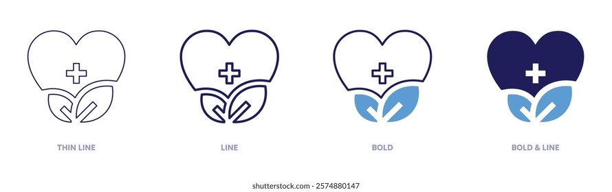 Healthy icon in 4 different styles. Thin Line, Line, Bold, and Bold Line. Duotone style. Editable stroke.