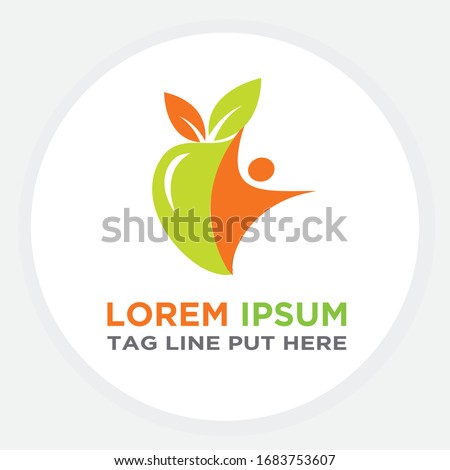 Healthy icon with apple and abstract figure,Apple health care vector logo