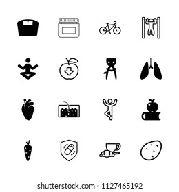 Healthy icon. collection of 16 healthy filled and outline icons such as carrot, hair removal, apple on book, heart organ, hair. editable healthy icons for web and mobile.