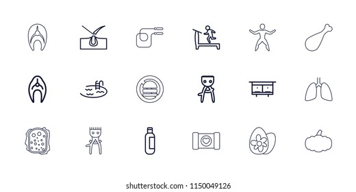 Healthy icon. collection of 18 healthy outline icons such as fish, beehouse, bottle, shave hair in skin, hair removal, treadmill. editable healthy icons for web and mobile.