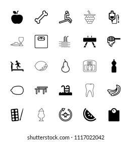 Healthy icon. collection of 25 healthy filled and outline icons such as honey, paints, treadmill, drop counter, swimming pool. editable healthy icons for web and mobile.