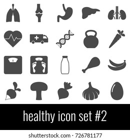 Healthy. Icon set 2. Gray icons on white background.