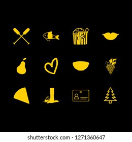 healthy icon set about lips, paddle, pepper and snacks vector set