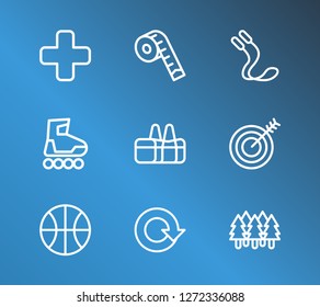 Healthy icon set and basketball with forest, training bag and doctor. Tree related healthy icon vector for web UI logo design.