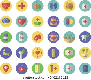 Healthy icon set flat design vector stock