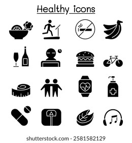 Healthy icon set in glyph style