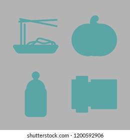 healthy icon set. vector set about noodles, pumpkin, feeding bottle and lens icons set.
