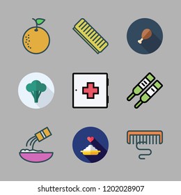 healthy icon set. vector set about flour, comb, supermarket and medicine icons set.