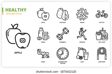 Healthy icon set for website, application, printing, document, poster design, etc.