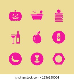 healthy icon. healthy vector icons set chef, peach, pack milk and bottle glass