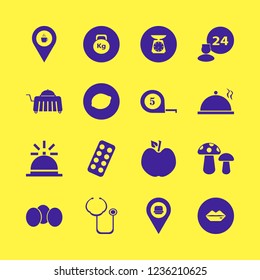 healthy icon. healthy vector icons set fastfood location, tape measure, lemon and coffeeshop location