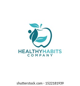 Healthy icons with apples and abstract images, Apple health care vector logo templates, human and apple logos. The concept of diet and weight loss. happy apple boy.