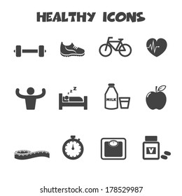 healthy icons, mono vector symbols