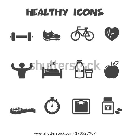healthy icons, mono vector symbols