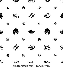 healthy icons pattern seamless. Included editable filled sardine, seafood, vegetarian, Bike Child seat, salmon, fish steak, Salad, elektro bike icons. healthy icons for web and mobile.
