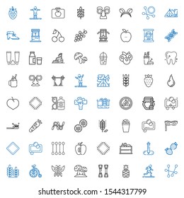 healthy icons set. Collection of healthy with cotton swab, running, pineapple, chest expander, mushroom, butterfly, bicycle, wheat, strawberry. Editable and scalable healthy icons.
