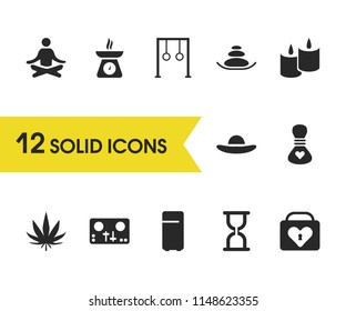 Healthy icons set with cooking food, fridge and hourglass elements. Set of healthy icons and sandglass concept. Editable vector elements for logo app UI design.