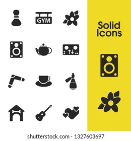 Healthy icons set with loudspeaker, signboard and love elements. Set of healthy icons and sack concept. Editable vector elements for logo app UI design.
