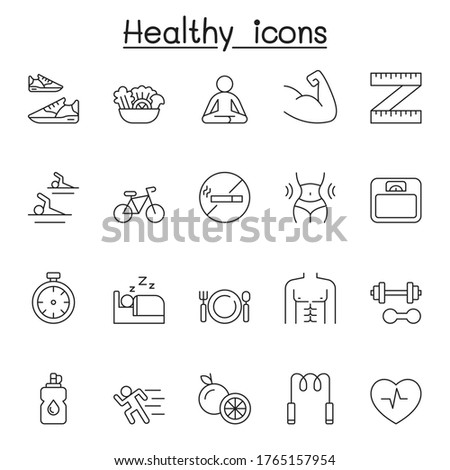 Healthy icons set in thin line style