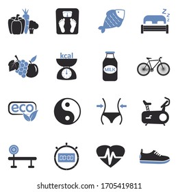 Healthy Icons. Two Tone Flat Design. Vector Illustration.