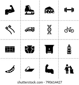 Healthy icons. vector collection filled healthy icons. includes symbols such as hive, cheese, pea, toothbrush, woman with garbage, diaper. use for web, mobile and ui design.