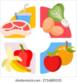 Healthy Ingredients Icon flat Vector Illustration