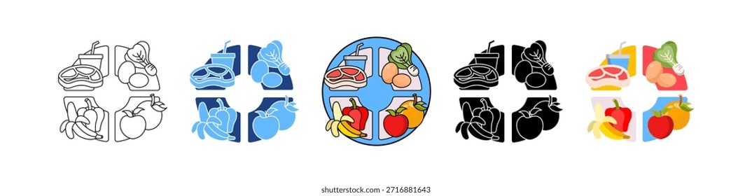 Healthy Ingredients Icon Multiple Vector Illustration