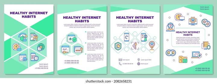 Healthy internet habits tips brochure template. Flyer, booklet, leaflet print, cover design with linear icons. Vector layouts for presentation, annual reports, advertisement pages