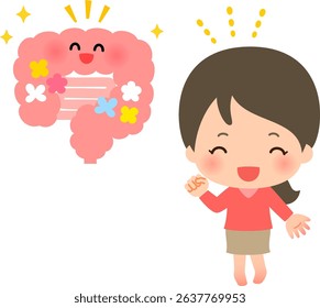 Healthy intestine character and healthy woman
