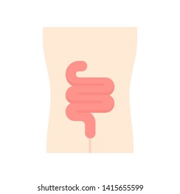 Healthy intestine flat design long shadow color icon. Human organ in good health. Functioning digestive system. Wholesome gastrointestinal tract. Vector silhouette illustration