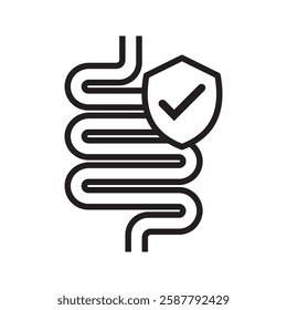 Healthy intestine vector icon. Bowels and checkmark, intestines symbol.
