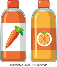 Healthy juice bottle on white background illustration