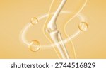 Healthy knee joint support with collagen and hyaluronic acid. Joint care supplements concept. Realistic vector illustration