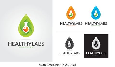 Healthy Lab creative and minimalist logo template Set