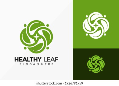Diseño del logotipo Healthy Leaf Care. Diseños de logotipos de ideas modernos Modelo de ilustración de vectores