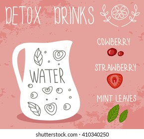 Healthy life, detox drink. Vector