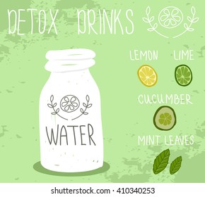 Healthy life, detox drink. Vector