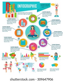 Healthy life diet and weight maintain choices statistic charts infographic presentation layout design abstract isolated vector illustration