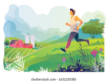 healthy life flat illustration for any purposes landing page and poster or flyer